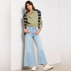 Frame Le Palazzo Crop Wide Leg Jeans High Rise Light Wash Raw Hem Women’s Sz 25